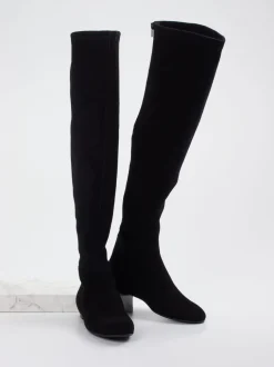 Konstantin Starke – Overknees aus Stretch-Veloursleder Schwarz