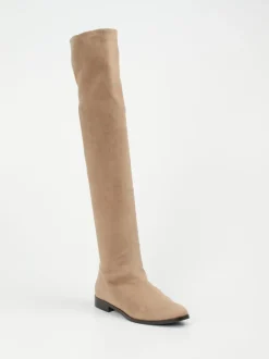 Konstantin Starke – Overknees aus Veloursleder Beige