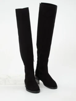 Konstantin Starke – Overknee-Stiefel aus Veloursleder schwarz