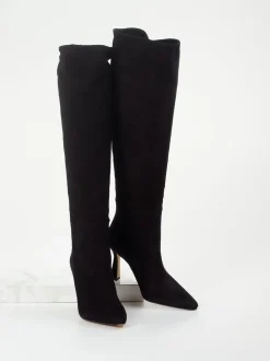 Konstantin Starke – Overknee-Stiefel aus Veloursleder Schwarz