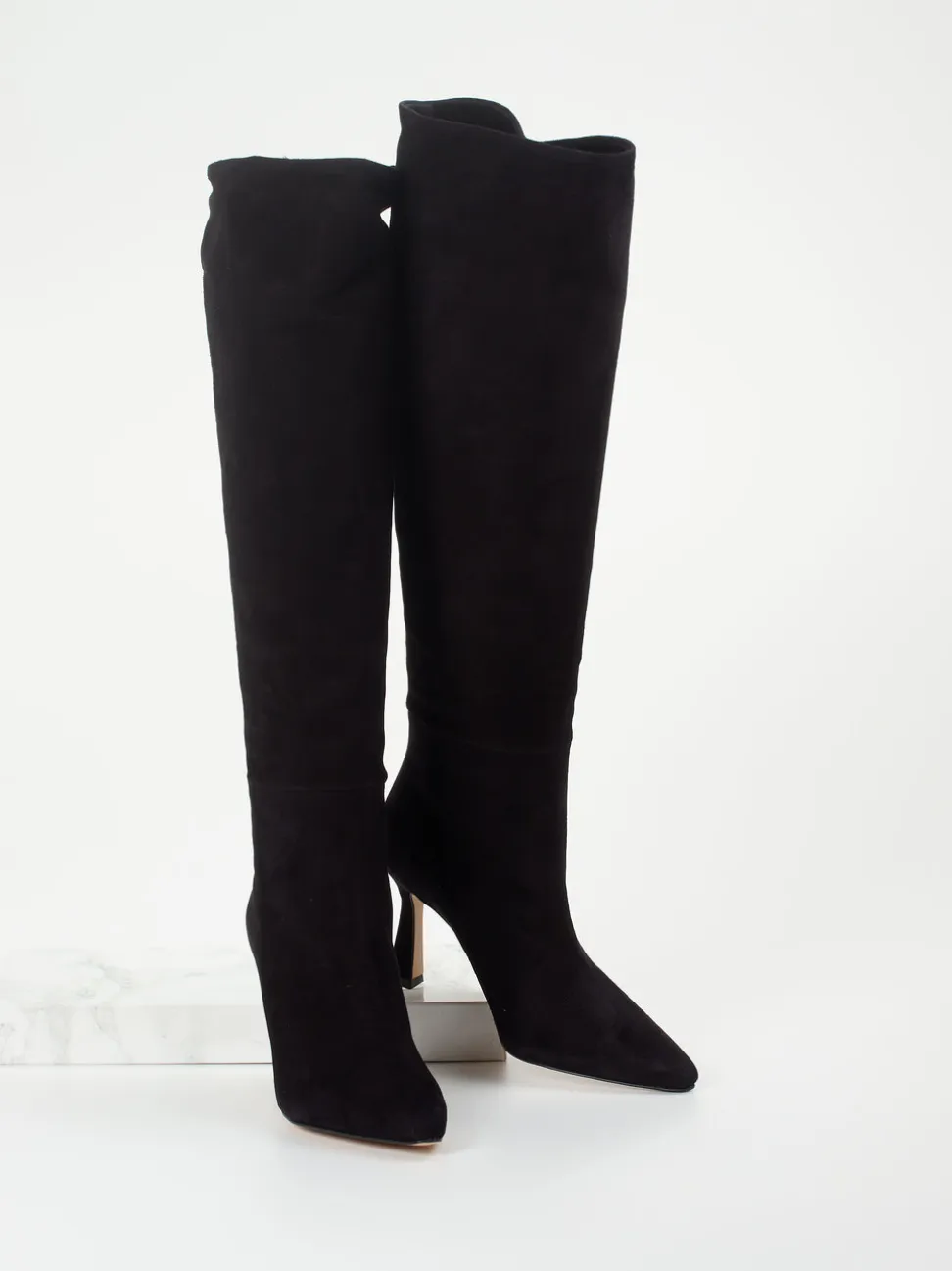 Konstantin Starke – Overknee-Stiefel aus Veloursleder Schwarz