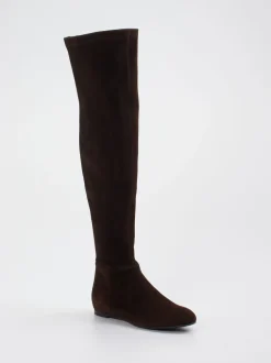 Konstantin Starke – Overknee-Stiefel aus Veloursleder Dunkelbraun