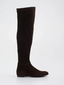 Konstantin Starke – Overknee-Stiefel aus Veloursleder Dunkelbraun