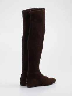 Konstantin Starke – Overknee-Stiefel aus Veloursleder Dunkelbraun