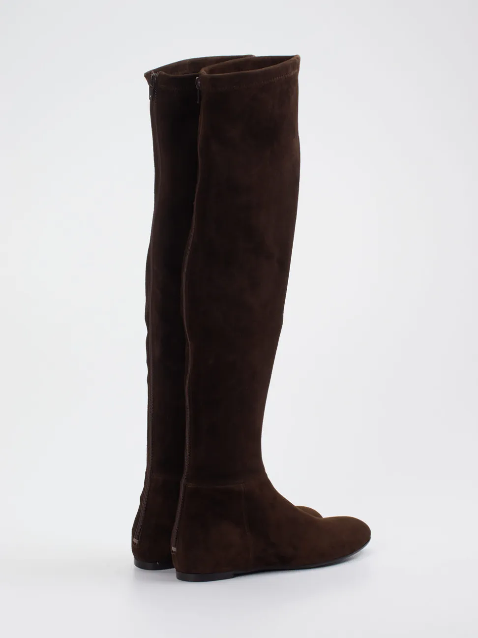 Konstantin Starke – Overknee-Stiefel aus Veloursleder Dunkelbraun