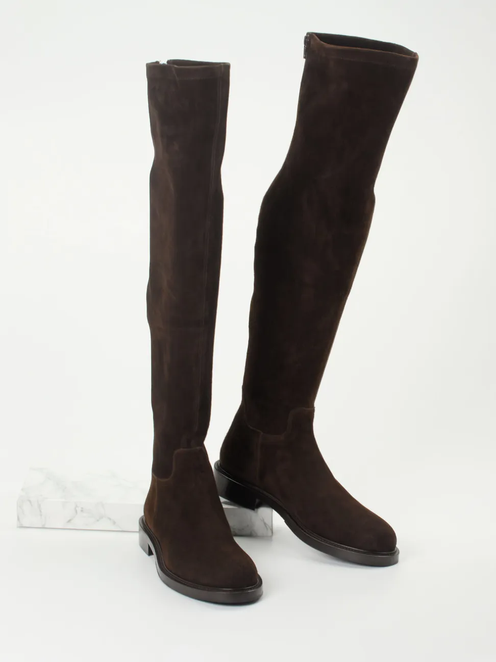 Konstantin Starke – Overknees aus Veloursleder dunkelbraun