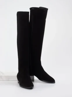 Konstantin Starke – Overknee-Stiefel aus Veloursleder schwarz
