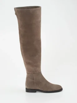 Konstantin Starke – Overknee-Stiefel aus Veloursleder taupe
