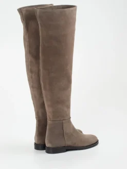 Konstantin Starke – Overknee-Stiefel aus Veloursleder taupe