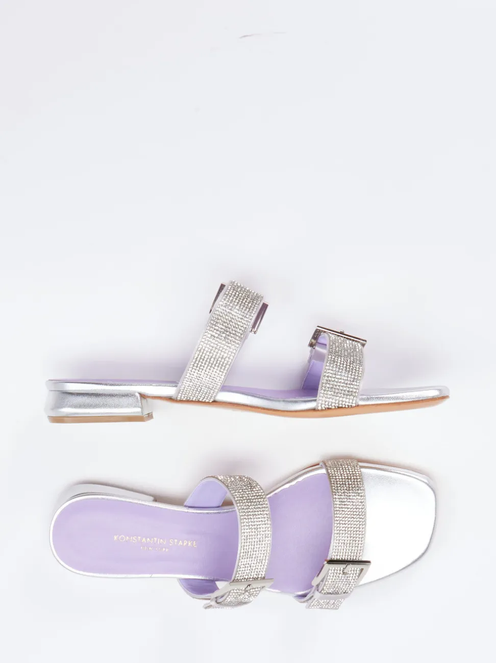Konstantin Starke – Pantolette aus Metallicleder silber