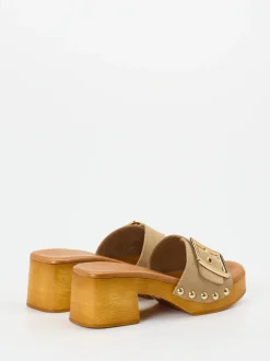 Konstantin Starke – Pantoletten aus Veloursleder beige