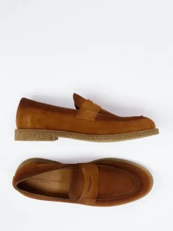 Konstantin Starke – Penny Loafer aus Veloursleder rostbraun
