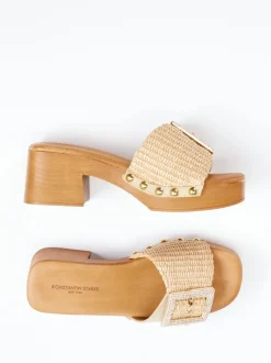 Konstantin Starke – Plateau-Pantolette aus Veloursleder und Bast