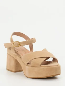 Konstantin Starke – Plateausandale aus Veloursleder beige