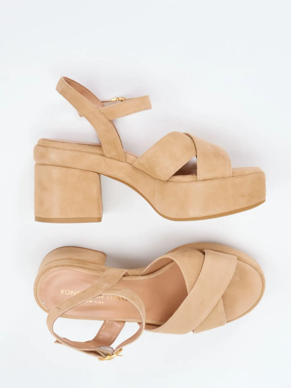 Konstantin Starke – Plateausandale aus Veloursleder beige