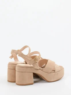 Konstantin Starke – Plateau-Sandalen aus Veloursleder beige