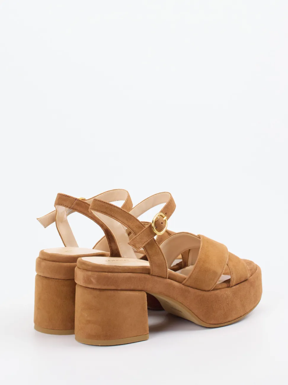 Konstantin Starke – Plateau-Sandaletten aus Veloursleder Cognac