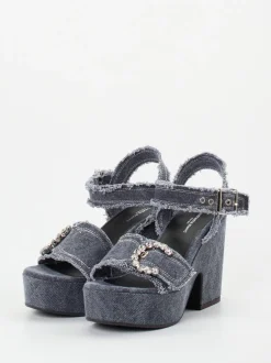 Konstantin Starke – Plateau-Sandalen aus Denim blau