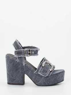 Konstantin Starke – Plateau-Sandalen aus Denim blau