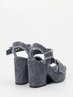 Konstantin Starke – Plateau-Sandalen aus Denim blau