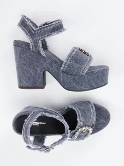 Konstantin Starke – Plateau-Sandalen aus Denim blau
