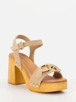 Konstantin Starke – Plateau-Sandalen aus Veloursleder beige