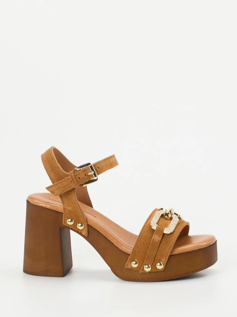 Konstantin Starke – Plateau-Sandaletten aus Veloursleder cognac