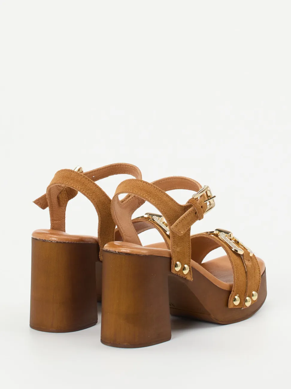 Konstantin Starke – Plateau-Sandaletten aus Veloursleder cognac