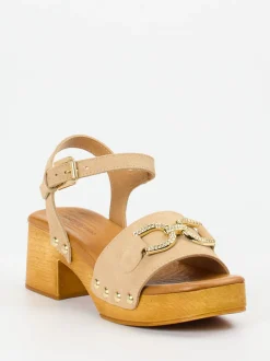 Konstantin Starke – Plateau-Sandalen aus Veloursleder beige