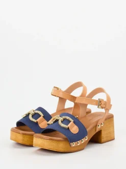 Konstantin Starke – Plateau-Sandalen aus Veloursleder blau