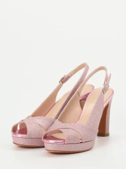 Konstantin Starke – Plateau-Sandalette aus Metallicleder Rosé