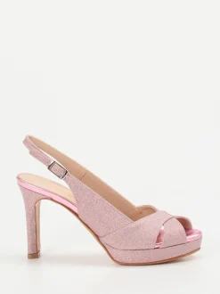Konstantin Starke – Plateau-Sandalette aus Metallicleder Rosé