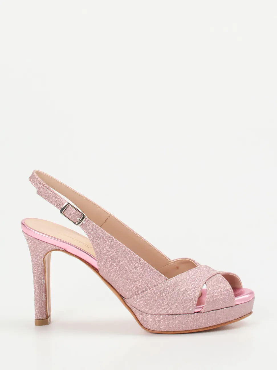Konstantin Starke – Plateau-Sandalette aus Metallicleder Rosé
