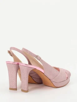 Konstantin Starke – Plateau-Sandalette aus Metallicleder Rosé