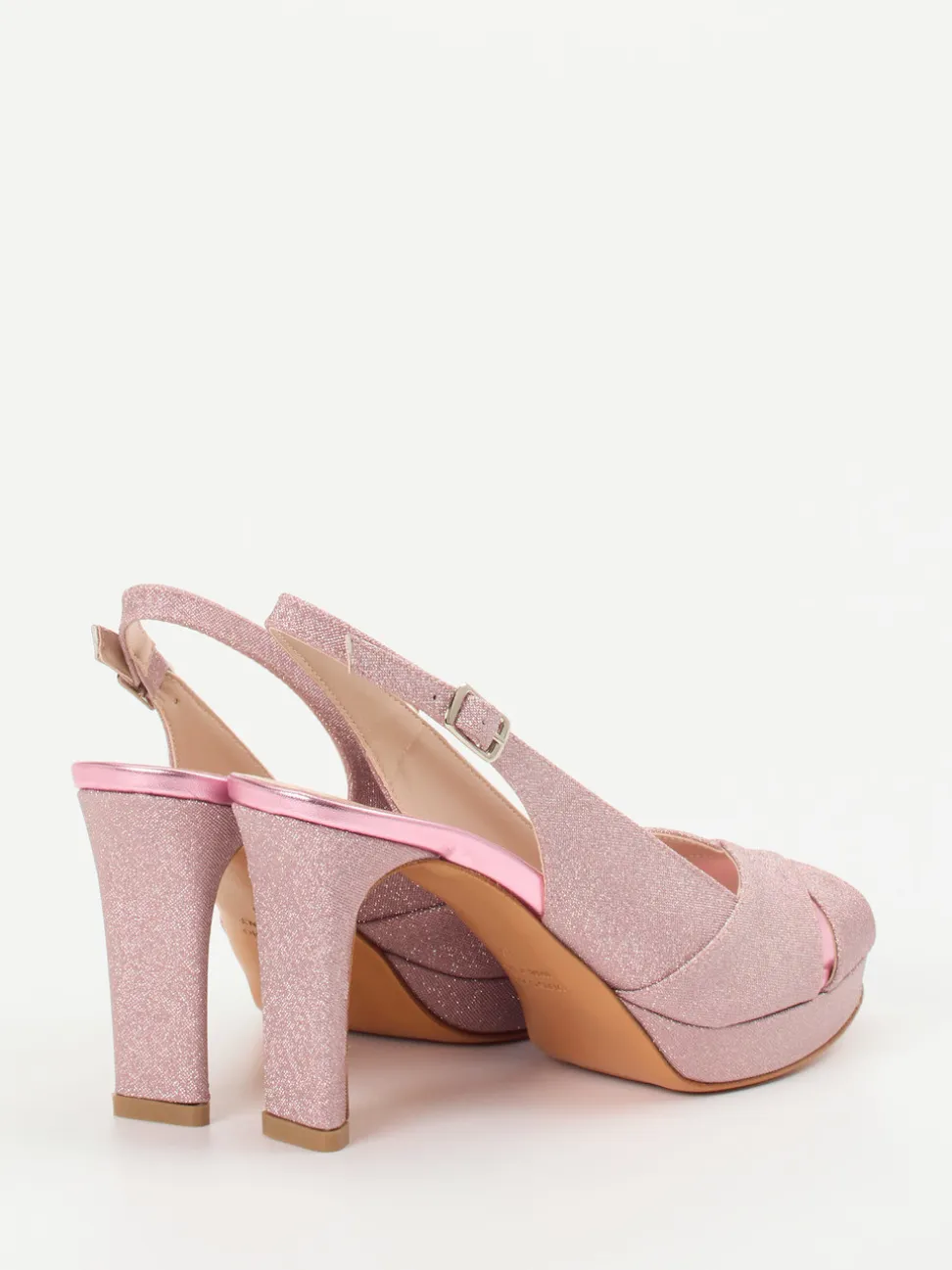 Konstantin Starke – Plateau-Sandalette aus Metallicleder Rosé