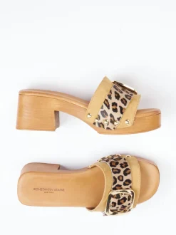 Konstantin Starke – Plateau-Mules aus Veloursleder Leoprint