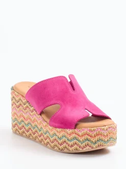 Konstantin Starke – Plateau-Pantolette aus Veloursleder pink