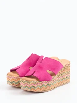 Konstantin Starke – Plateau-Pantolette aus Veloursleder pink