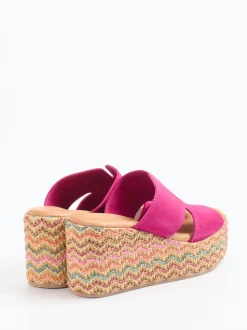 Konstantin Starke – Plateau-Pantolette aus Veloursleder pink