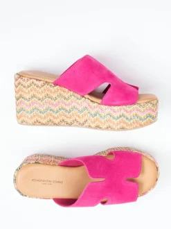 Konstantin Starke – Plateau-Pantolette aus Veloursleder pink
