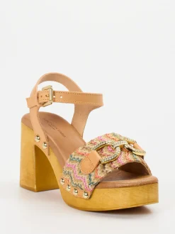 Konstantin Starke – Plateausandalen aus Veloursleder multi