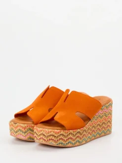 Konstantin Starke – Plateau-Pantolette aus Veloursleder Orange