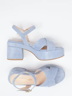 Konstantin Starke – Plateau-Sandalen aus Veloursleder hellblau