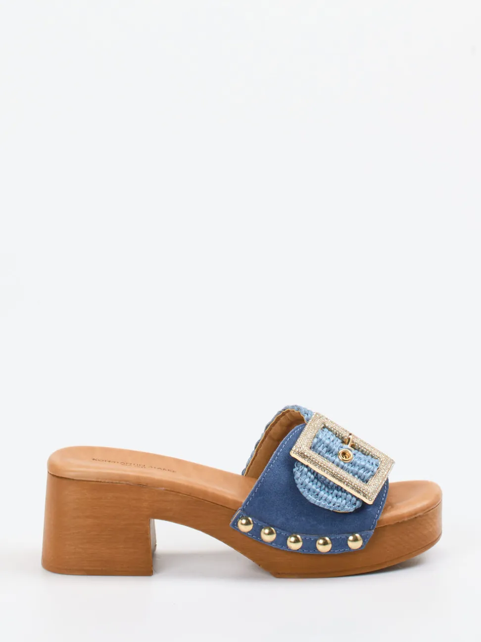 Konstantin Starke – Plateau-Pantolette aus Bast und Veloursleder