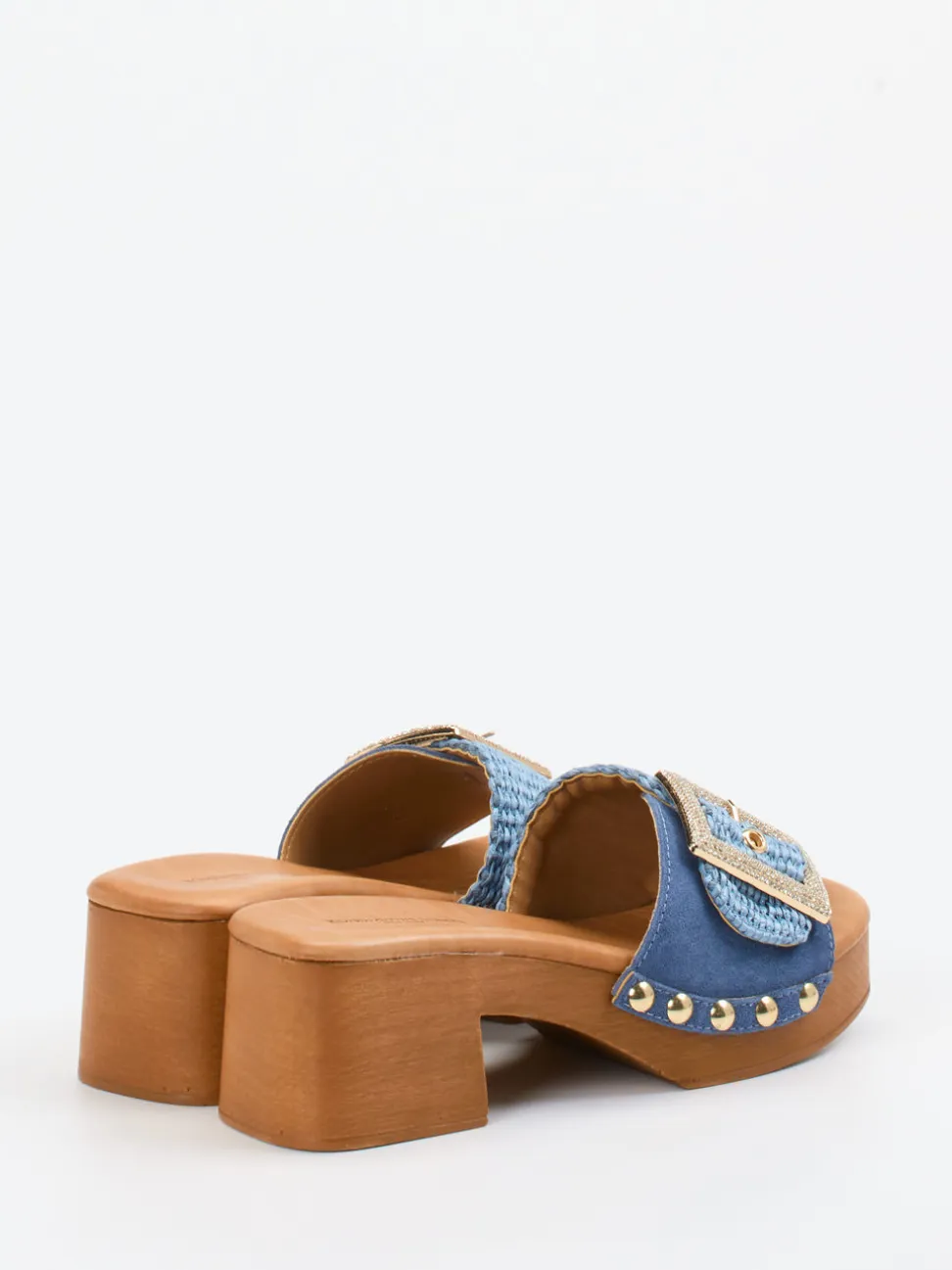 Konstantin Starke – Plateau-Pantolette aus Bast und Veloursleder
