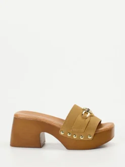 Konstantin Starke – Plateau-Mules aus Veloursleder cognac