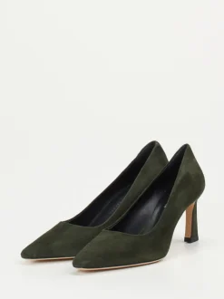 Konstantin Starke – Pumps aus Veloursleder Dunkeloliv