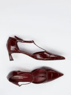 Konstantin Starke – Pumps aus geprägtem Krokoleder Bordeaux