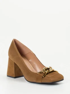 Konstantin Starke – Pumps aus Veloursleder cognacbraun