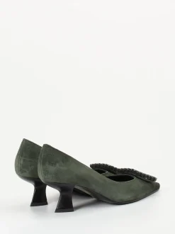 Konstantin Starke – Pumps aus Veloursleder tannengrün